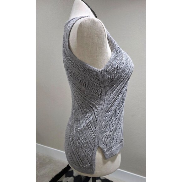 White House Black Market Womens Gray Sleeveless Textured Knit Vest - Picture 6 of 9
